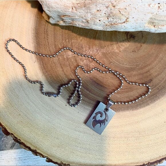 Stainless steel 3D Lazer Cut Mens Tag Necklace - Picture 1 of 4